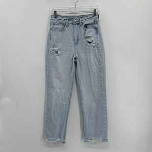 American Eagle Highest Rise 90s Boyfriend Jeans Size 6 Reg Light Wash Distressed